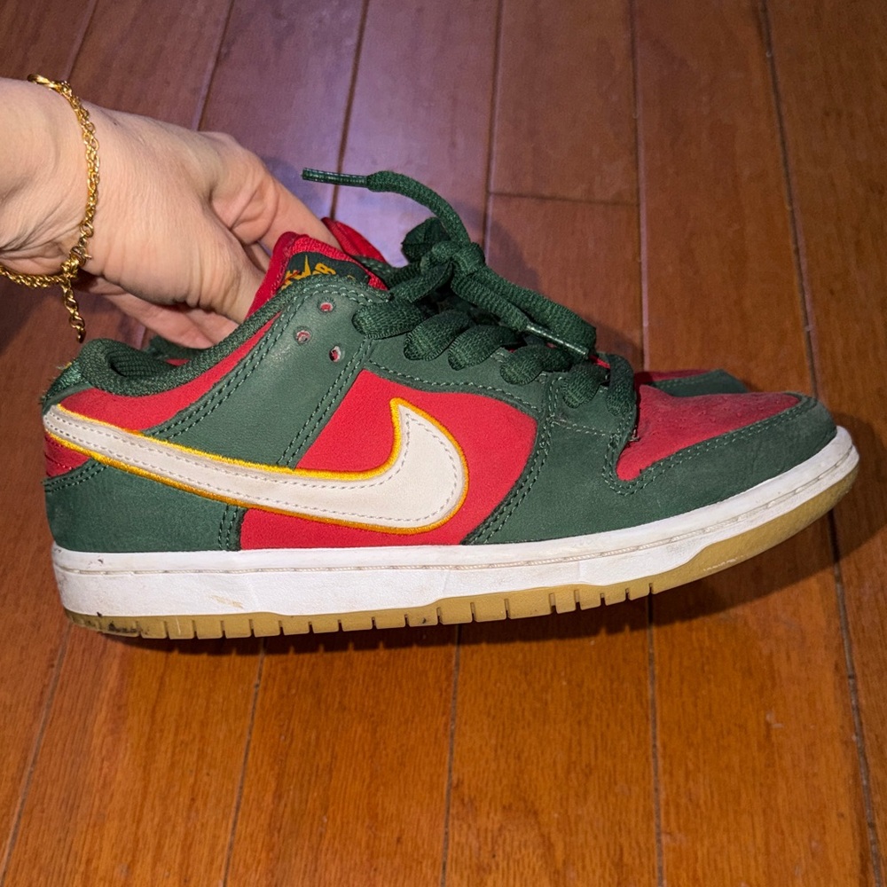 Nike Kids Sneakers in Green and Red with Yellow Accents